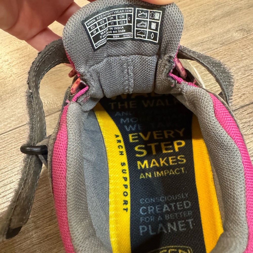 Keen Pink and Gray Sneakers with Velcro Straps - Picture 10 of 10